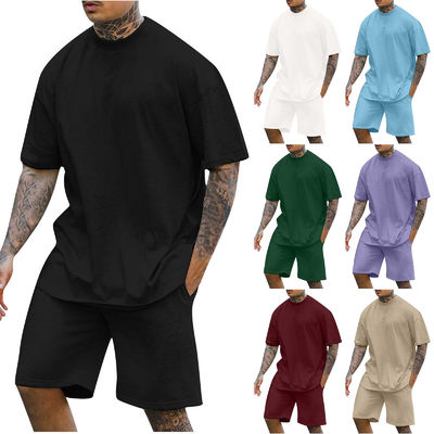 10000 Quantidade T-shirt e calções redondos de dois pedaços para homens com outro peso de tecido