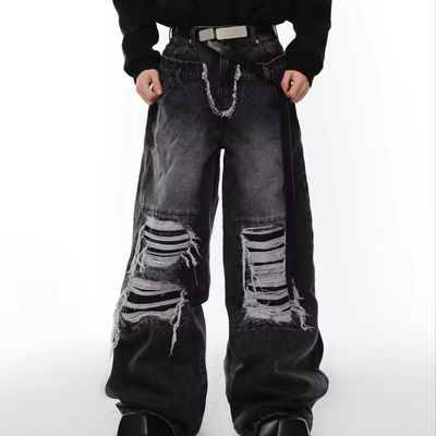 Hip Hop masculino com cintura dupla jeans empilhados calças em estoque Itens