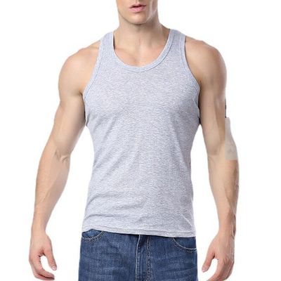 Veste de fitness respirável Homens sem mangas Tanque para roupas desportivas com impressão digital