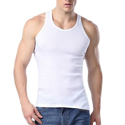 Veste de fitness respirável Homens sem mangas Tanque para roupas desportivas com impressão digital