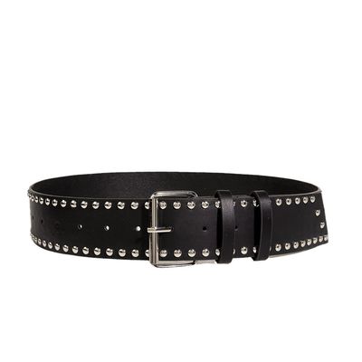 Cinturão Wide Western Rivet Trend Fashion Punk Cinturão com Fivela de Ferro e Fixação de Pin