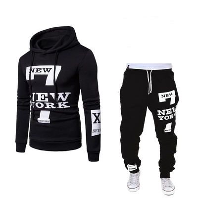 Camisola de padrão sólido Camisola esportiva de lã de uso Hoodie e jogger conjunto para homens