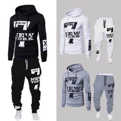 Camisola de padrão sólido Camisola esportiva de lã de uso Hoodie e jogger conjunto para homens