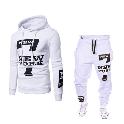 Camisola de padrão sólido Camisola esportiva de lã de uso Hoodie e jogger conjunto para homens