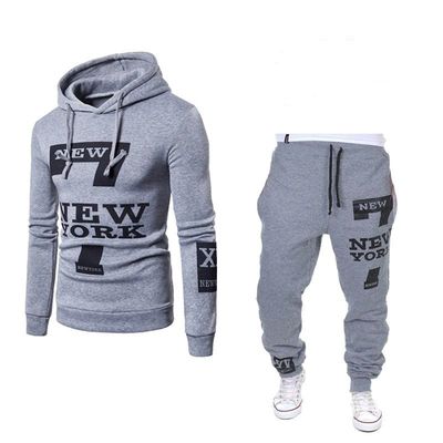 Camisola de padrão sólido Camisola esportiva de lã de uso Hoodie e jogger conjunto para homens