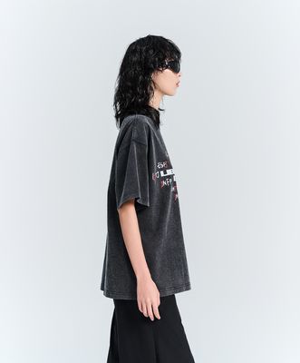 100% de algodão Homens Mulheres T-shirts Manga curta T-shirts DTG Impressão de tela Puff Acid Lavado