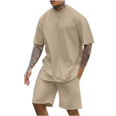 10000 Quantidade T-shirt e calções redondos de dois pedaços para homens com outro peso de tecido