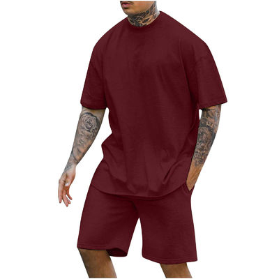 10000 Quantidade T-shirt e calções redondos de dois pedaços para homens com outro peso de tecido
