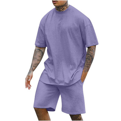 10000 Quantidade T-shirt e calções redondos de dois pedaços para homens com outro peso de tecido