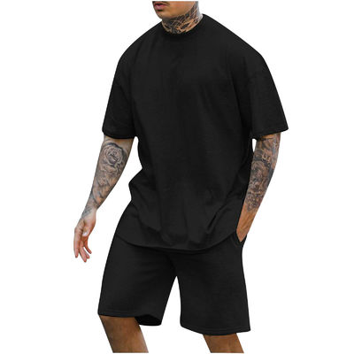 10000 Quantidade T-shirt e calções redondos de dois pedaços para homens com outro peso de tecido