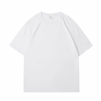 Camiseta pesada 100% de algodão de tamanho grande, em branco, pesada, pesada, de pescoço falso, multicolor