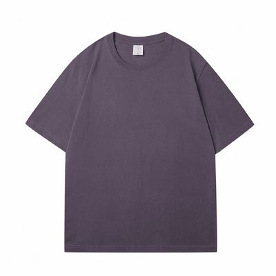 Camiseta pesada 100% de algodão de tamanho grande, em branco, pesada, pesada, de pescoço falso, multicolor