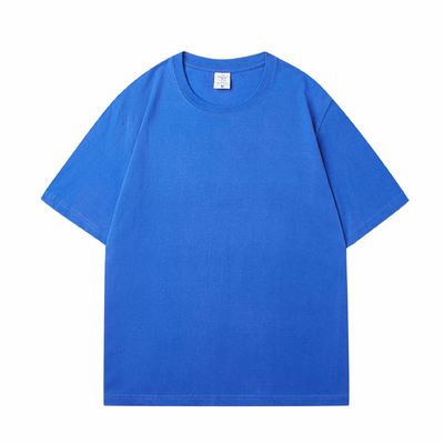 Camiseta pesada 100% de algodão de tamanho grande, em branco, pesada, pesada, de pescoço falso, multicolor