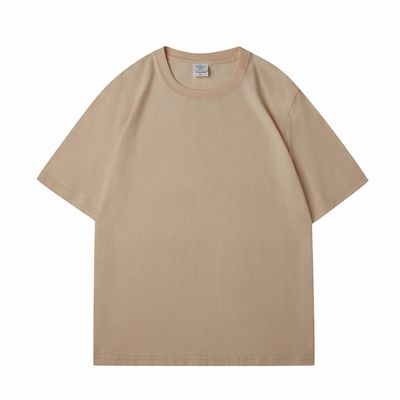 Camiseta pesada 100% de algodão de tamanho grande, em branco, pesada, pesada, de pescoço falso, multicolor