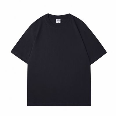 Camiseta pesada 100% de algodão de tamanho grande, em branco, pesada, pesada, de pescoço falso, multicolor