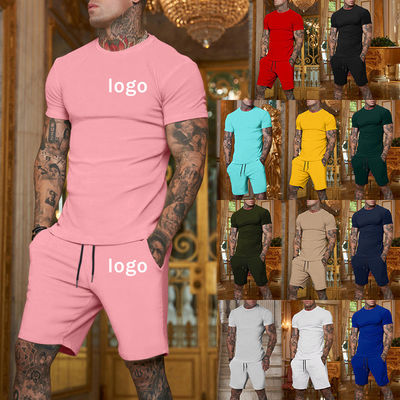 Logotipo personalizado Plus Size Traje para Homens Estirável 2 Peças Roupas de Fora Corredor Traje Curto