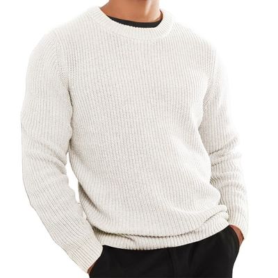 XMAMLON RTS Camisola de Inverno de Homem Anti-rugas Jumper de Trico com Design de Cor Sólida