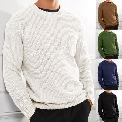 XMAMLON RTS Camisola de Inverno de Homem Anti-rugas Jumper de Trico com Design de Cor Sólida