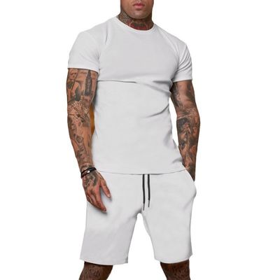 Logotipo personalizado Plus Size Traje para Homens Estirável 2 Peças Roupas de Fora Corredor Traje Curto