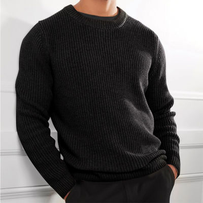 XMAMLON RTS Camisola de Inverno de Homem Anti-rugas Jumper de Trico com Design de Cor Sólida