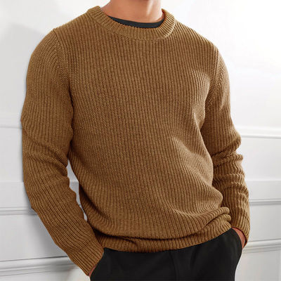 XMAMLON RTS Camisola de Inverno de Homem Anti-rugas Jumper de Trico com Design de Cor Sólida