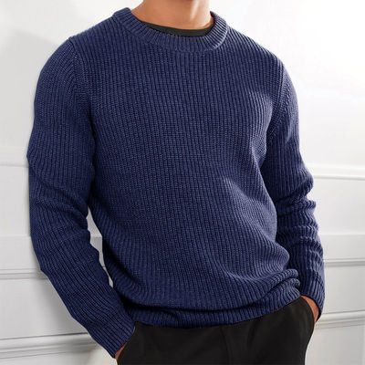 XMAMLON RTS Camisola de Inverno de Homem Anti-rugas Jumper de Trico com Design de Cor Sólida