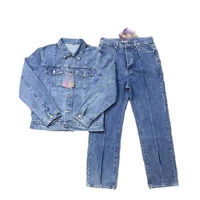 Trajes de maior tamanho para homens Traje casual de casaco personalizado 2 peças com tecido de denim