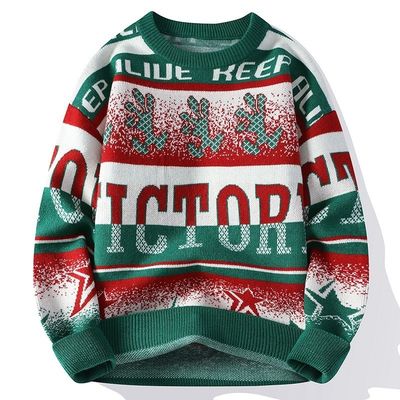 Logotipo personalizado Jacquard Tricote camisola masculina em estilo casual grande para conforto no inverno