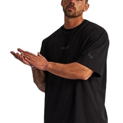 T-shirt masculino de tamanho grande em método de tecelagem de malha e padrão de impressão