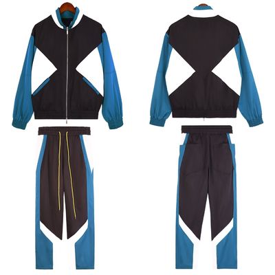 Primavera e Outono Poliéster Respirável Patchwork Streetwear Traje para Homens