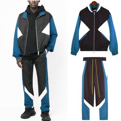 Primavera e Outono Poliéster Respirável Patchwork Streetwear Traje para Homens