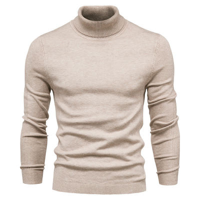 Suéter de Viscose / Algodão de Cor Sólida Suéter Slim Fit Turtle Neck para Usos Casual de Homens