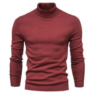 Suéter de Viscose / Algodão de Cor Sólida Suéter Slim Fit Turtle Neck para Usos Casual de Homens
