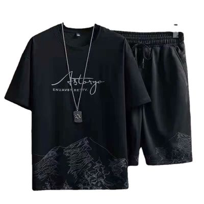 Sem esforço Estilo camisa TT masculina Estilo Verão fato casual com calções de secagem rápida