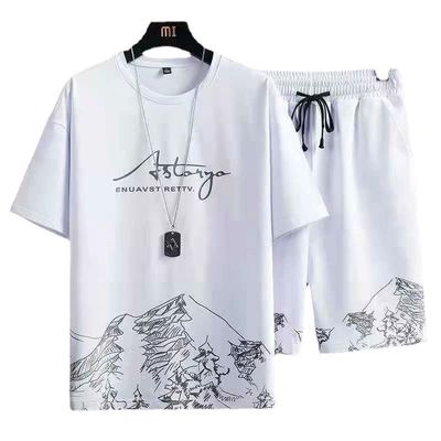 Sem esforço Estilo camisa TT masculina Estilo Verão fato casual com calções de secagem rápida