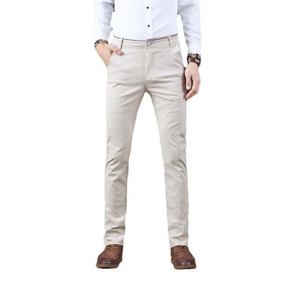 Calças casual de estiramento Four Seasons para homens com design fino e leve