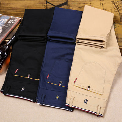 Calças casual de estiramento Four Seasons para homens com design fino e leve