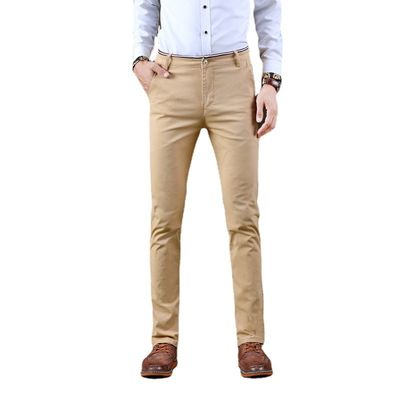 Calças casual de estiramento Four Seasons para homens com design fino e leve