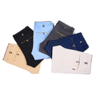 Calças casual de estiramento Four Seasons para homens com design fino e leve