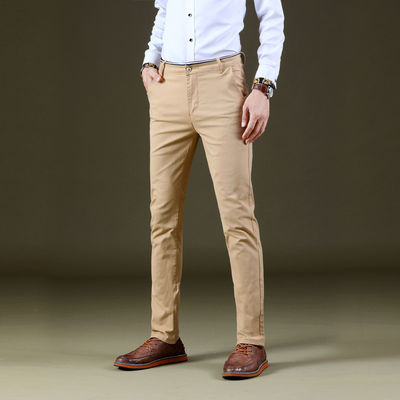 Calças casual de estiramento Four Seasons para homens com design fino e leve