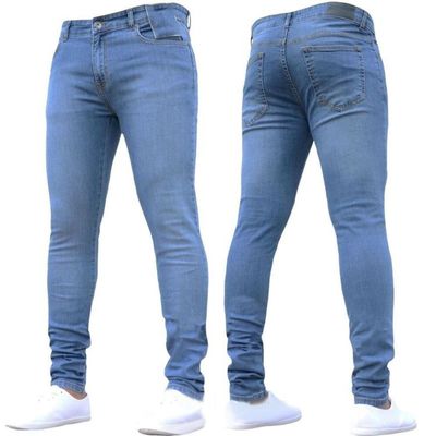 Apoio 7 dias Encomenda de amostra Tempo de entrega Calças jeans de cor sólida Calças jeans de lápis de denim