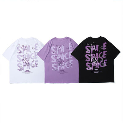 T-shirt masculino de manga curta Unisex Carta desenhada de algodão Impressão com tecido respirável