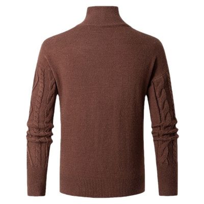 2024 Homens Stand Collar Cardigan Suéter Turtle Neck Juventude Fixação Decoração Suéter