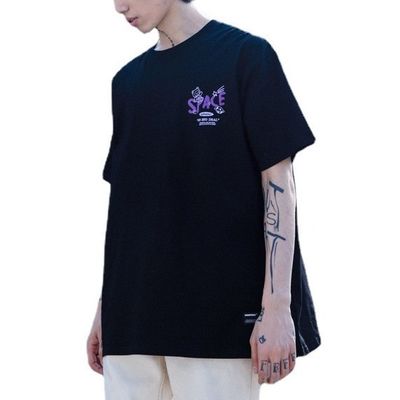 T-shirt masculino de manga curta Unisex Carta desenhada de algodão Impressão com tecido respirável
