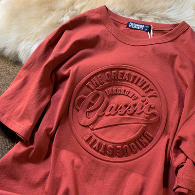 T-Shirt de Homem Vintage de Design Personalizado Impressão Puff 3D Respirável Fibra de Poliéster de 180 gramas