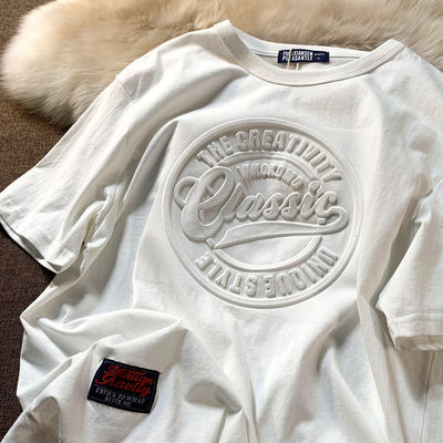 T-Shirt de Homem Vintage de Design Personalizado Impressão Puff 3D Respirável Fibra de Poliéster de 180 gramas