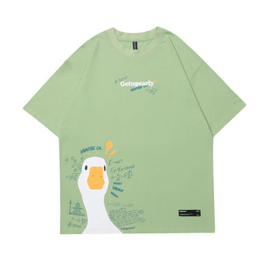 Popularidade Juvenil 18-24 Anos de idade Verão Cartoon Pato Impressão Hip Hop Loose T-shirt de casal