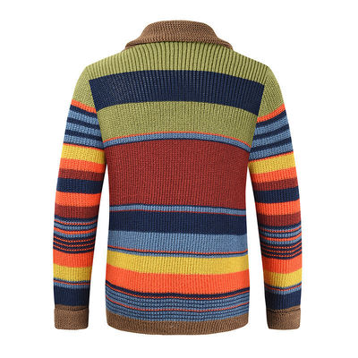 Camisa de Rainbow Homens Coat Outono e Inverno Lapel Color Tricote Cardigan Top Performance