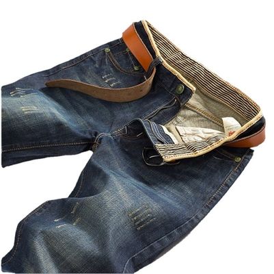 Zipper Fly XMAMLON Stretch Calças regulares Fit Moda Homens Denim Slim Mid Waist Jeans