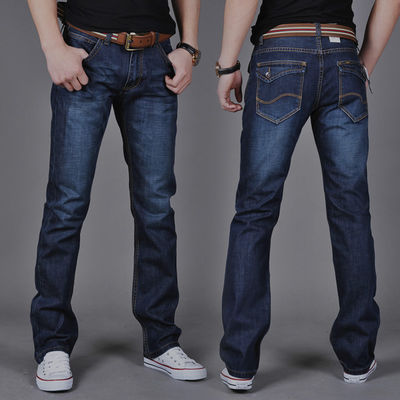 Zipper Fly XMAMLON Stretch Calças regulares Fit Moda Homens Denim Slim Mid Waist Jeans